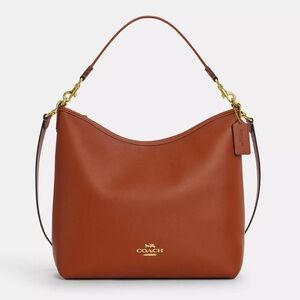 NWT Coach Large Laurel Leather Shoulder and Crossbody Bag Tan with gold accents